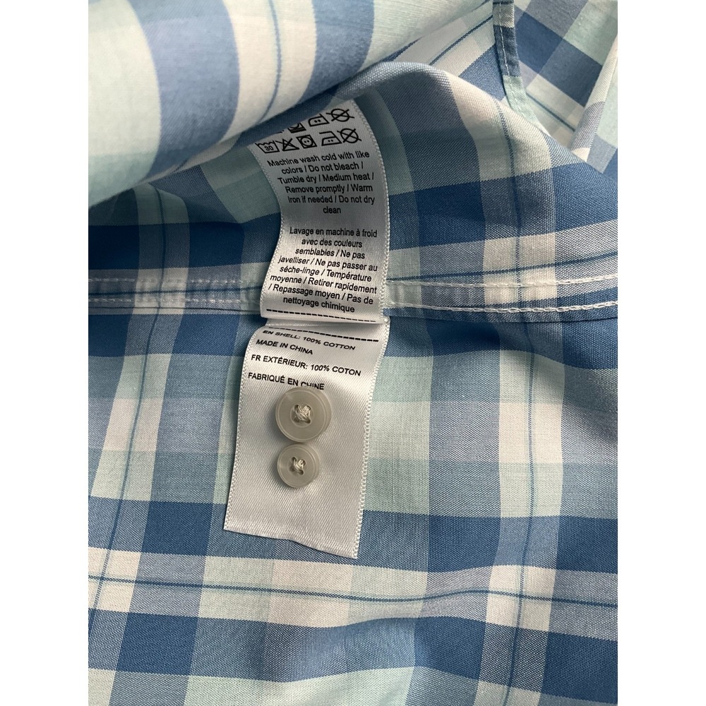 Untuckit Turley WF Shirt Men's XXL Blue Plaid Long‎ Sleeve Wrinkle Free Cotton - Picture 7 of 7